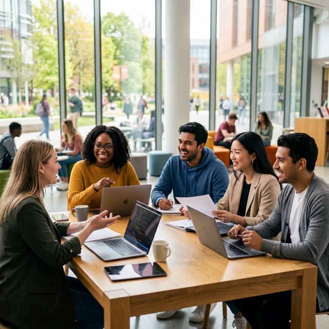 University students collaborating and networking